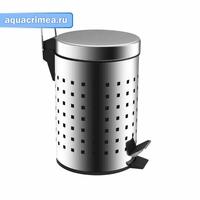 Ведро 5л нержавейка, с педалью, круглое, Перфорированное "Санакс" (105-Н)